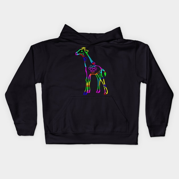 Colorful Giraffe Outline Kids Hoodie by Shrenk